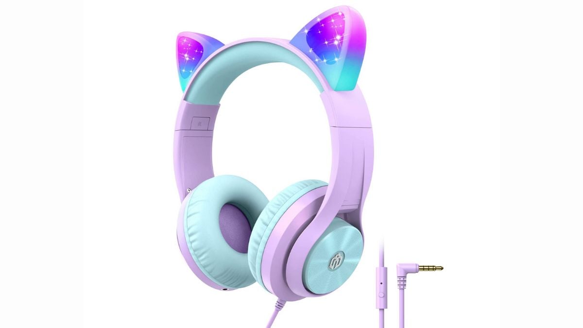 cat ear led light up kids headphones
