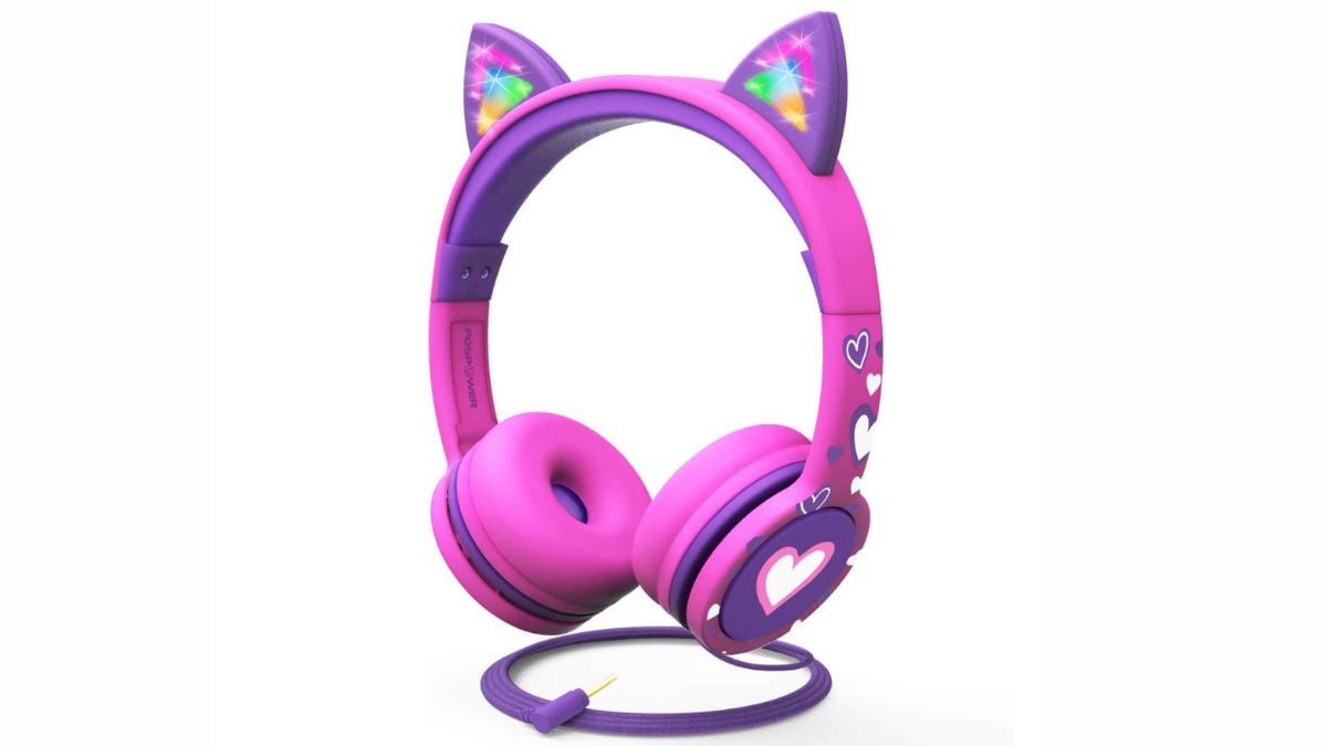 fospower kids headphones with led cat ears