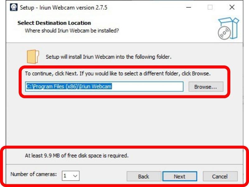 keep the default installation path and hit install button