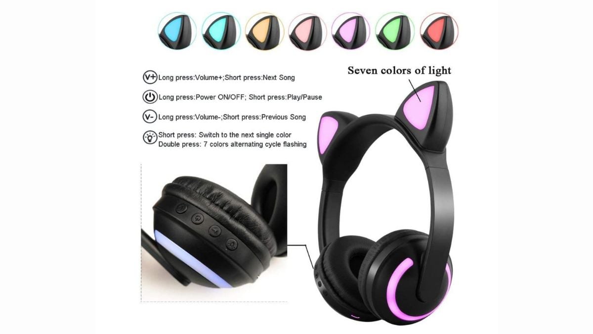luckyu wireless bluetooth cat ear headphones